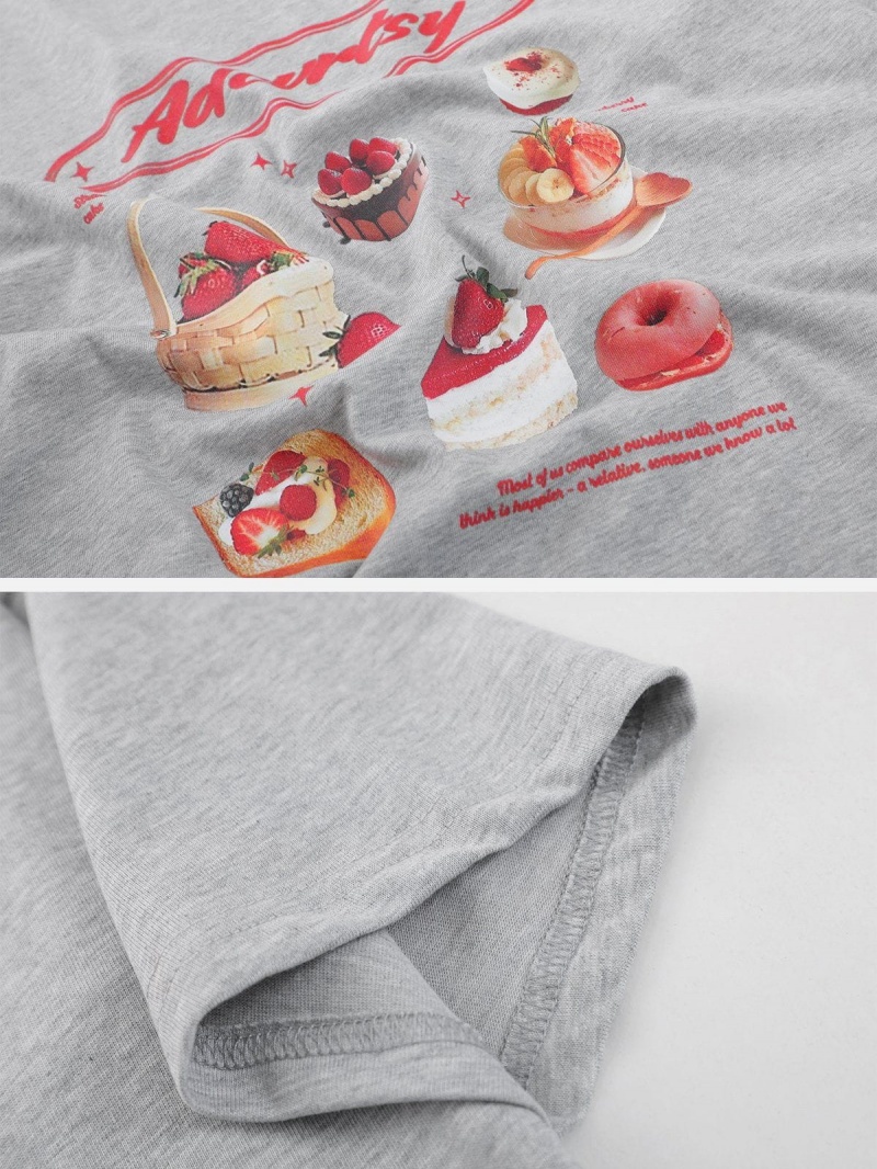 Grise  T Shirts Aelfric Eden Strawberry Cake Print Tee - TIC-3207147